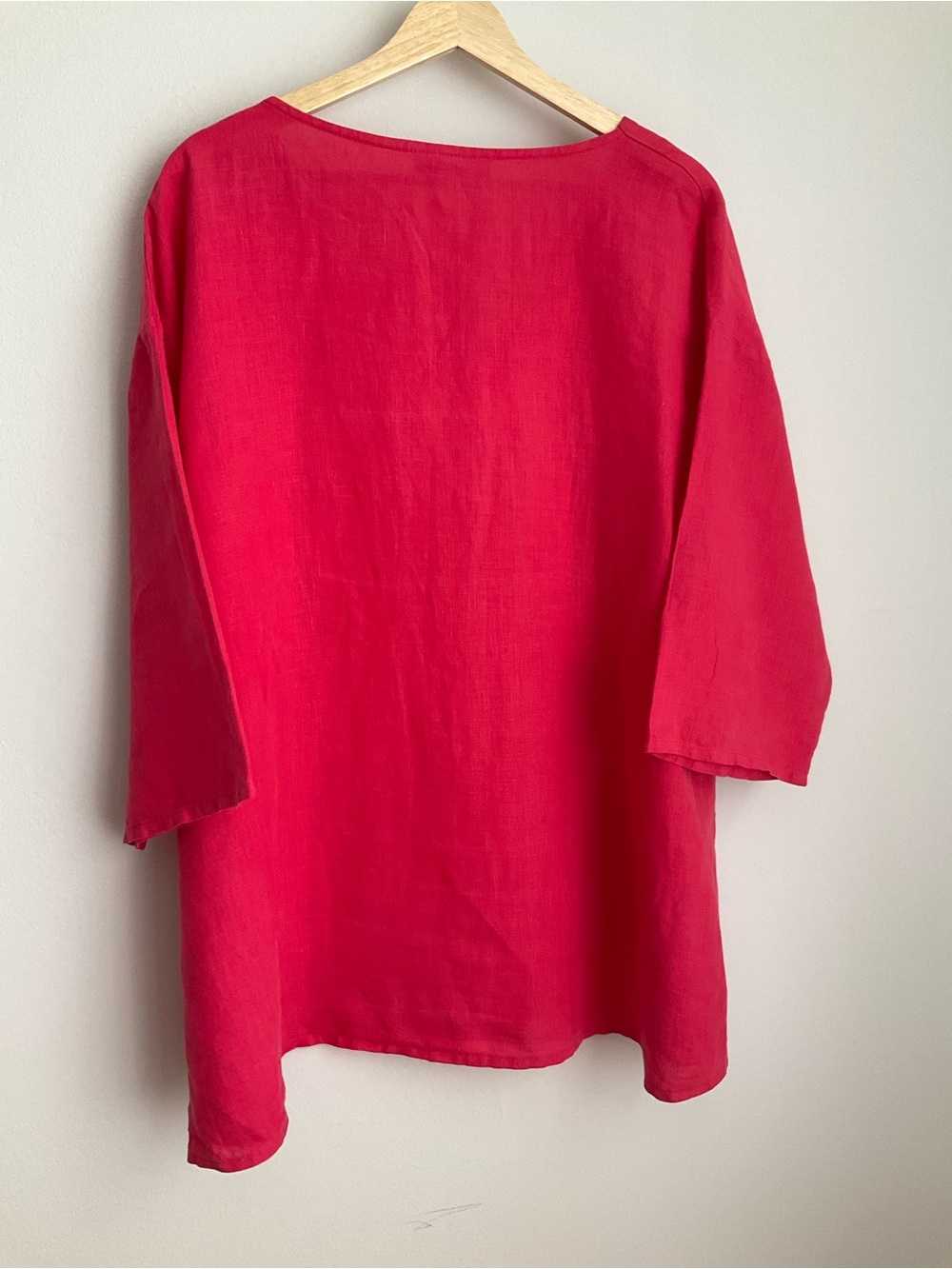 bryn Walker Large Pink 100% Linen V-Neck Tunic Made in USA - Picture 6 of 12